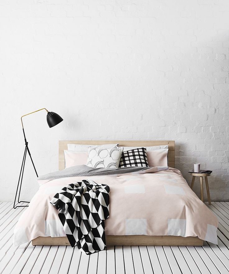 Minimalist white bedroom interior