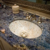 Mosaic tile bathroom sink