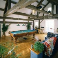 Pool table in the living room of a private house