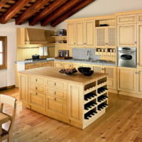 Kitchen island with bottle storage