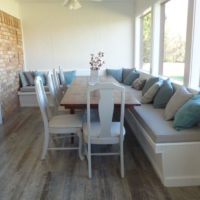 L-shaped sofa in the dining area