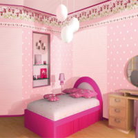 Bedroom for the girl in pink shades