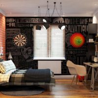 Industrial style young man's bedroom