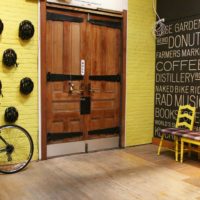 Yellow brick in the loft style hallway