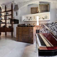 Old brickwork in the living room interior