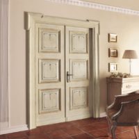 Wooden door with gold moldings