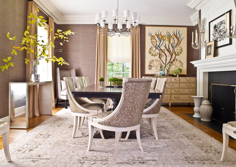 Living room interior in light brown tones