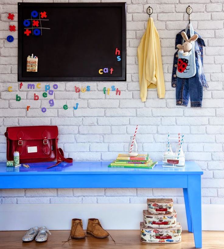 Wallpaper under a brick in the design of a children's room