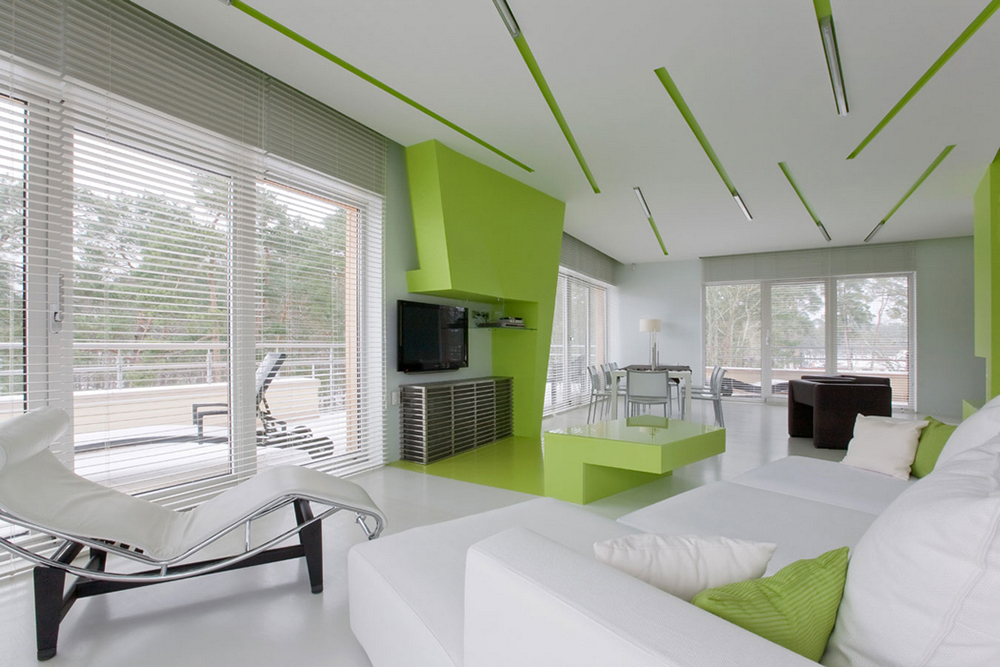 Verde con interni in stile high-tech