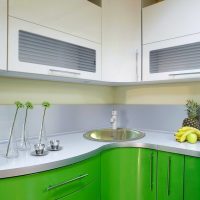 Round sink in the corner of the kitchen