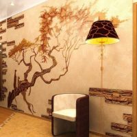 Wall painting with liquid wallpaper