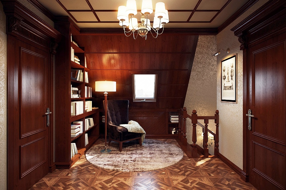 Petites bibliothèques dans le hall du grenier