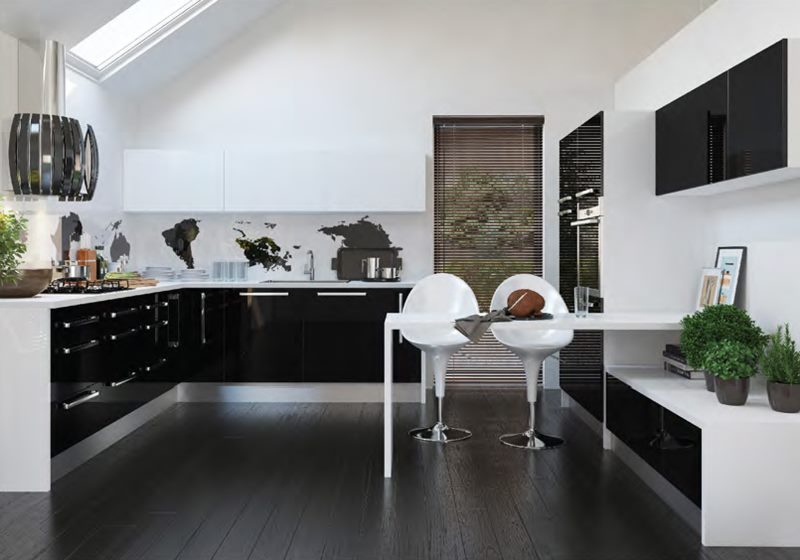 White high-tech kitchen bar stools