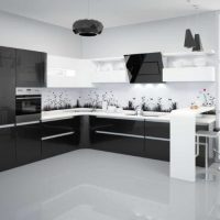 Set da cucina ad angolo bianco e nero