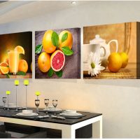 Bright pattern with fruits over the dining table