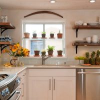 Open shelves in the kitchen in a private house