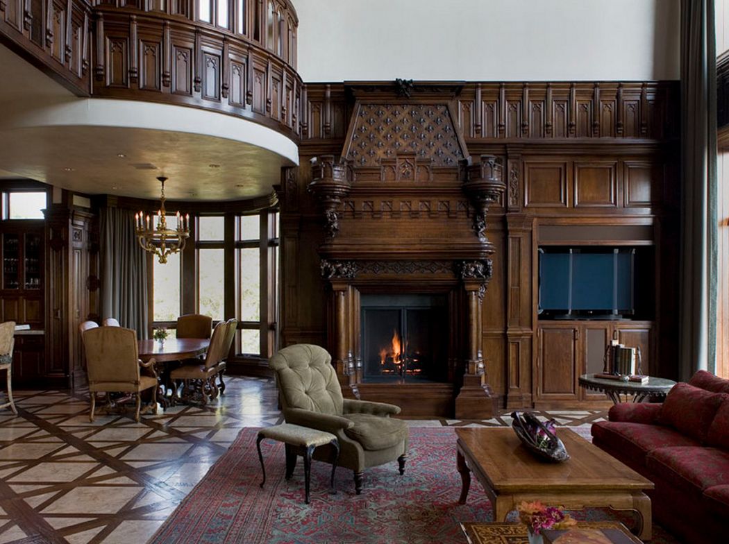 Celtic fireplace in the living room of a private house