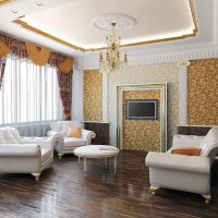 Relief ceiling in the classic style living room