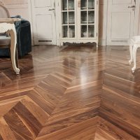 Herringbone parquet floor in a classic living room