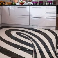 Crno-bijele pruge poda u kuhinji