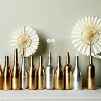 Decorative composition of wine bottles