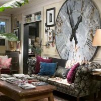 Huge clock over the sofa in the living room