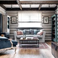 Small living room in a log house