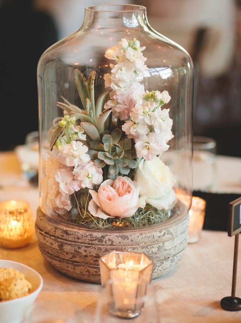 Glass bottle with plants inside