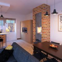 Design of a kitchen-living room in a townhouse