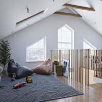 Attic design in a modern townhouse