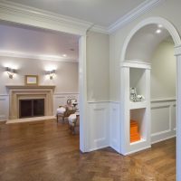 Parquet floor in the corridor of a country house