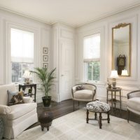 Bright living room with three windows