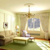 Living room design in light green shade