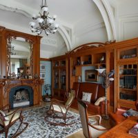 Wooden furniture in a classic living room