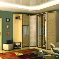 Corner wardrobe in the living room design