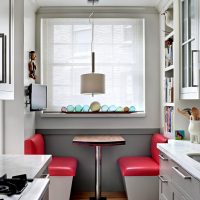 Dining area in front of the kitchen window