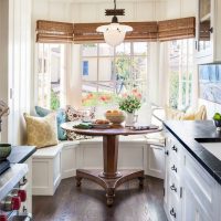 Dining area in a kitchen bay window