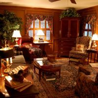 Table lamps in the living room interior