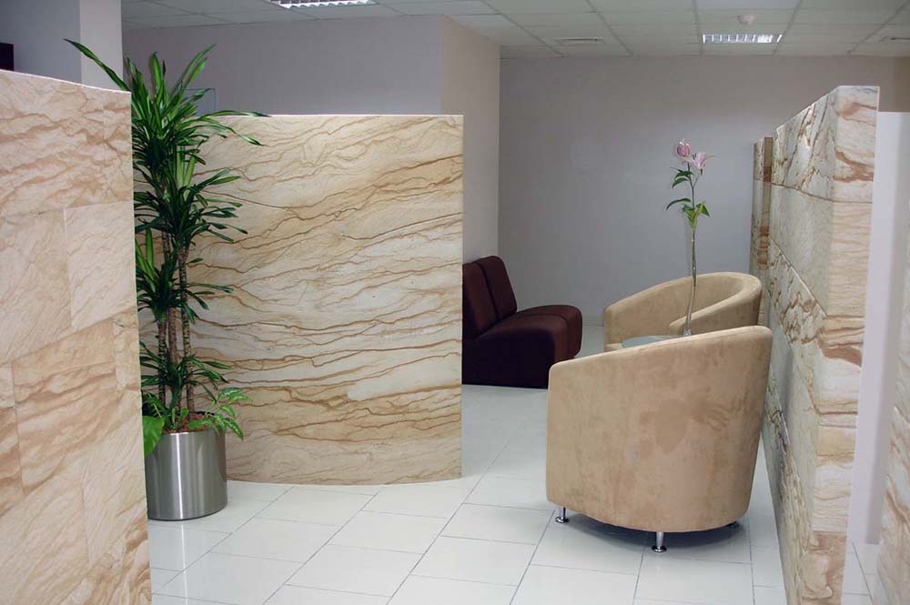 Flexible stone in a modern interior