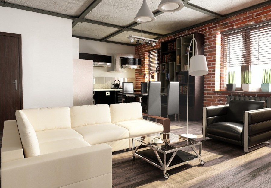 Soggiorno in stile loft design