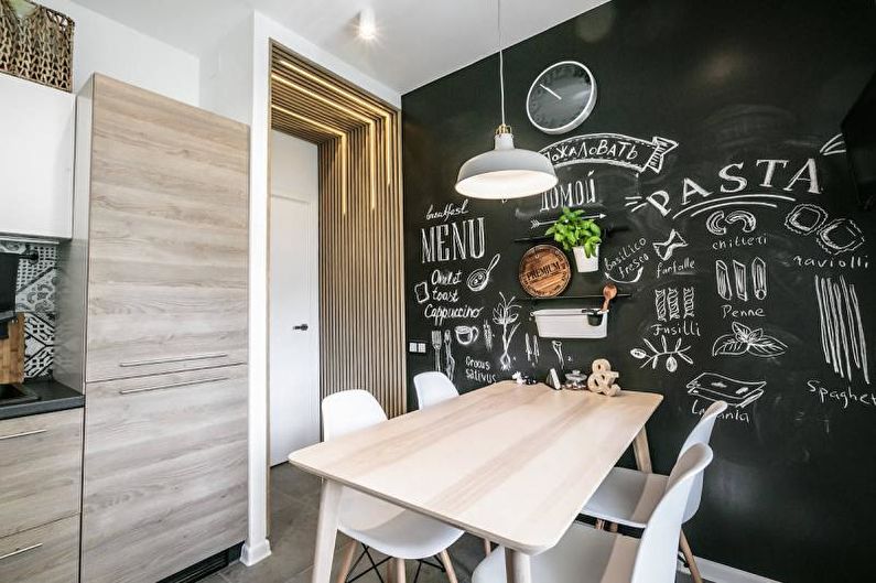 Slate surface on the kitchen wall