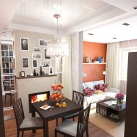 Glossy ceiling over the dining area of ​​the kitchen