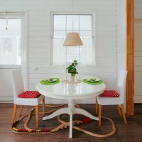 Colored imitation of timber in the interior of the kitchen