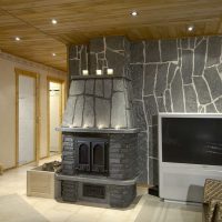 Natural stone fireplace