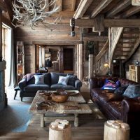 Low coffee table made of planks