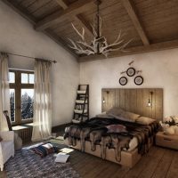 Gray and white attic bedroom walls