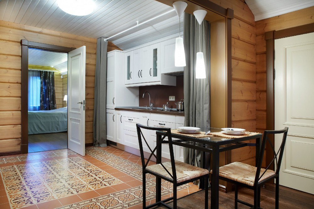 Ceramic tile carpet on the kitchen floor