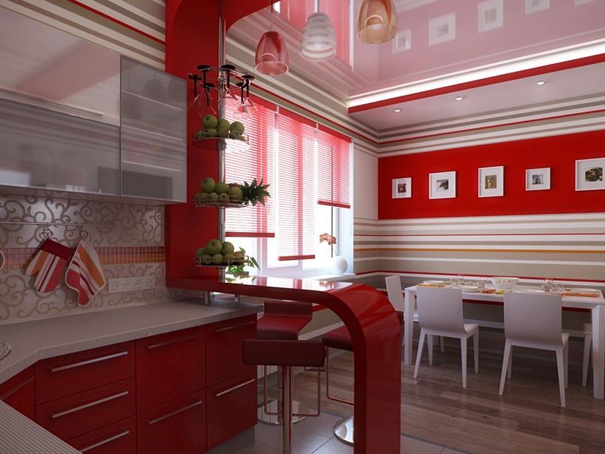 Bancone bar rosso in stile moderno