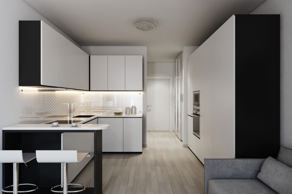Kuhinja u minimalističkom stilu studio apartmana