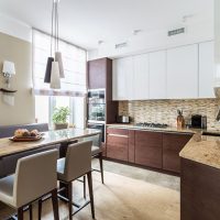 White hanging drawers combined with brown pedestals